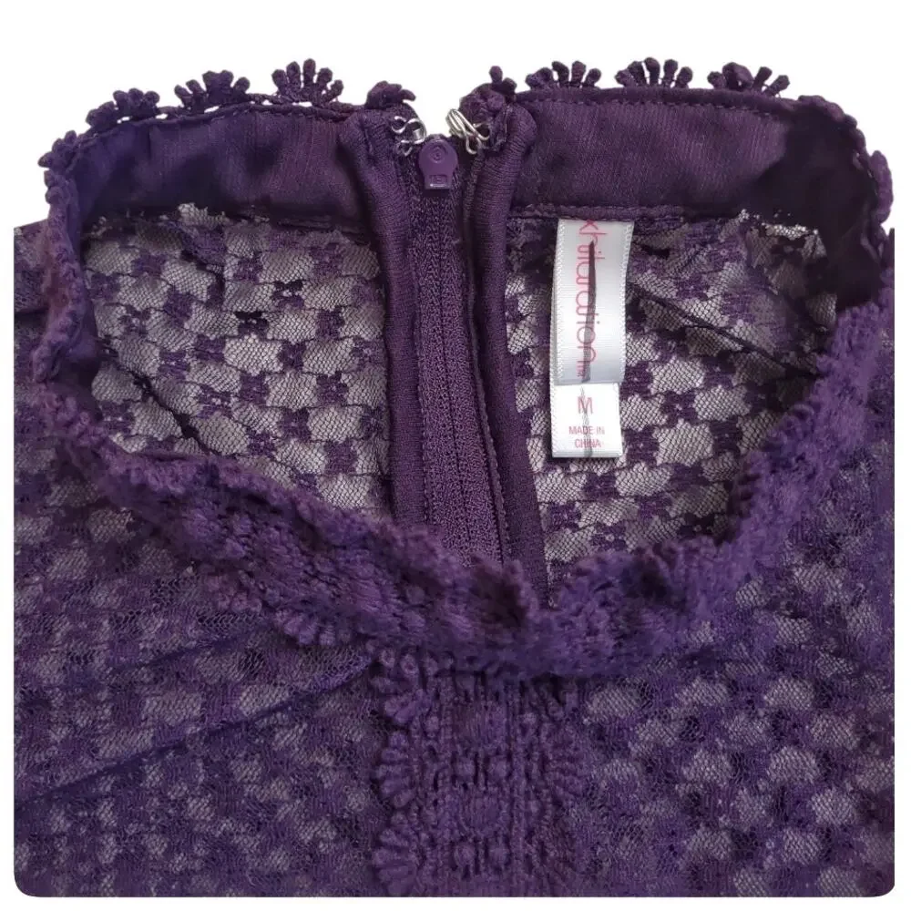 Girls Purple Party Dress Size S Special Occasion Sheer Chiffon Lace A-line
